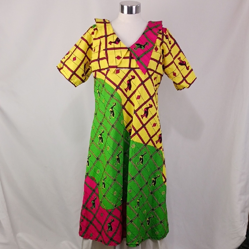 Vintage Multi Bird Print Dress.